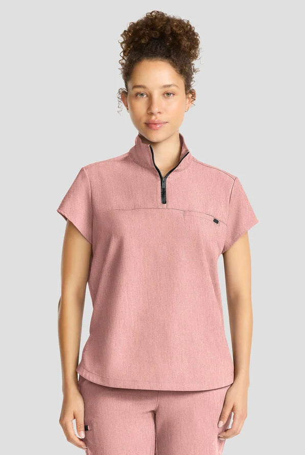 HH752 Quest Women's 1-Pocket STRETCH Tuck In Half Zip Collar Scrub Top